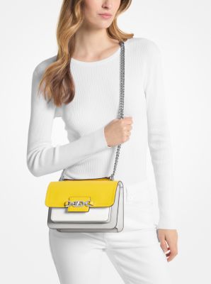 Borsa a spalla Heather grande in pelle color block