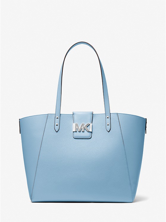 Karlie Large Pebbled Leather Tote Bag Chambray