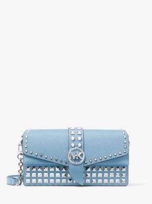 Michael Kors Ladies Greenwich Medium Saffiano Leather Shoulder Bag - Pale Blue