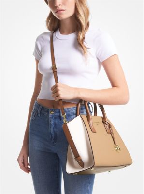 MICHAEL KORS MD MARILYN SATCHEL BAG IN SAFFIANO LEATHER Woman Camel