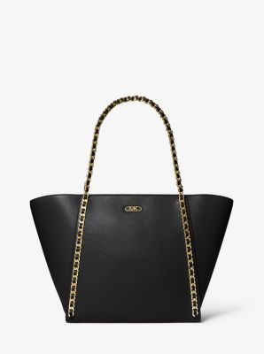 Westley Large Pebbled Leather Chain-Link Tote Bag image number 0