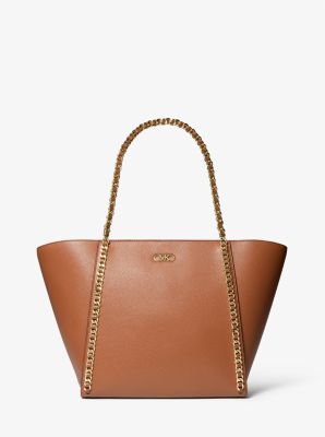 Westley Large Pebbled Leather Chain-Link Tote Bag image number 0