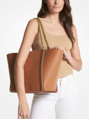Westley Large Pebbled Leather Chain-Link Tote Bag