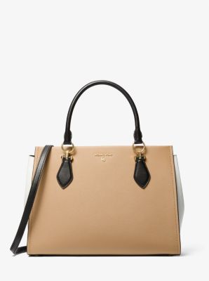 Marilyn Medium Color-Block Saffiano Leather Satchel