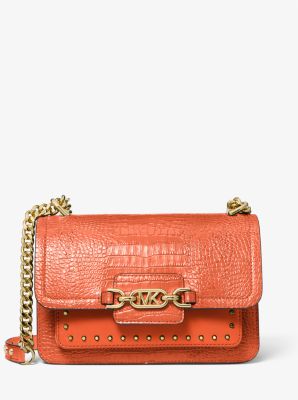 Heather Large Studded Crocodile Embossed Leather Shoulder Bag image number 0