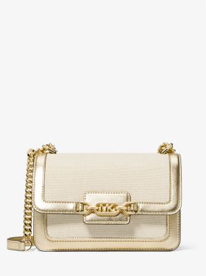 Heather Large Canvas and Metallic Faux Leather Shoulder Bag | Michael Kors