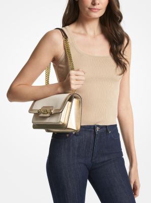 Heather Large Canvas and Metallic Shoulder Bag