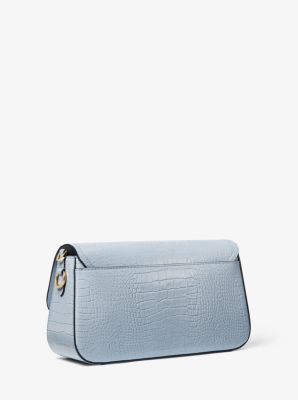 Parker Medium Crocodile Embossed Leather Shoulder Bag in PALE BLUE | Michael Kors