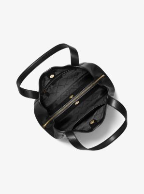 Michael Kors Teagan Large Pebbled Leather Shoulder Bag in Black