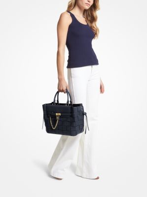 Hamilton Legacy Large Woven Leather Belted Satchel | Michael Kors