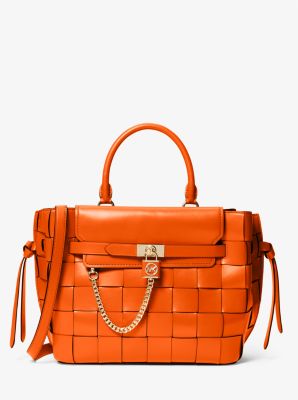 Hamilton Legacy Large Woven Leather Belted Satchel | Michael Kors