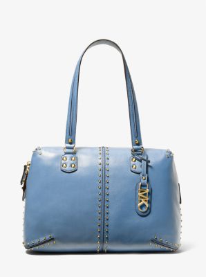 Michael Kors Astor Large Studded Leather Tote Bag In Blue
