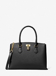 Ruby Medium Saffiano Leather Satchel Bag - BLACK - 30S3GR0S2L