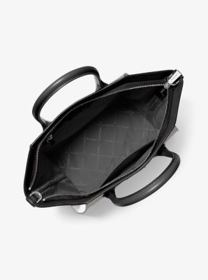 Avril Large ColorBlock Pebbled Leather TopZip Satchel Michael Kors