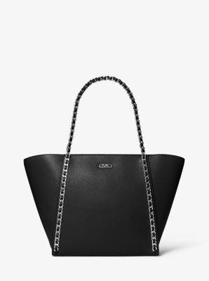 Michael Kors Westley Large Top Zip Leather Chain Tote