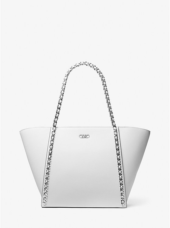 Westley Large Pebbled Leather Chain-Link Tote Bag image number 0