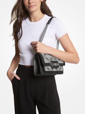 Heather Large Empire Logo Jacquard Shoulder Bag | Michael Kors