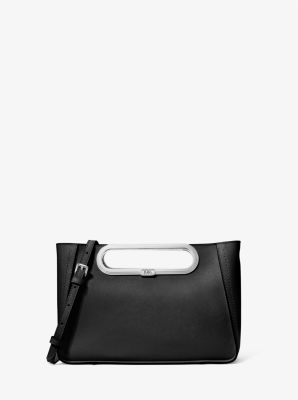 Michaelkors Chelsea Large Saffiano Leather Convertible Crossbody Bag,BLACK