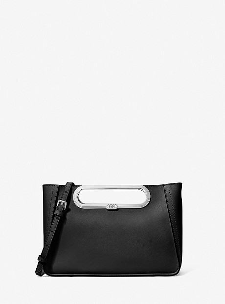 Chelsea Large Saffiano Leather Convertible Crossbody Bag - BLACK - 30S3SCSC3L