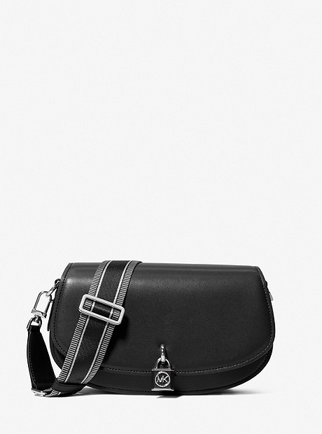 Mila Medium Leather Messenger Bag - BLACK - 30S3SIMM8L