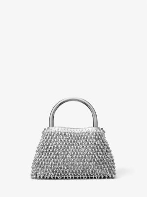 Michael Michael Kors Ava Small Metallic Leather Satchel Bag, Silver
