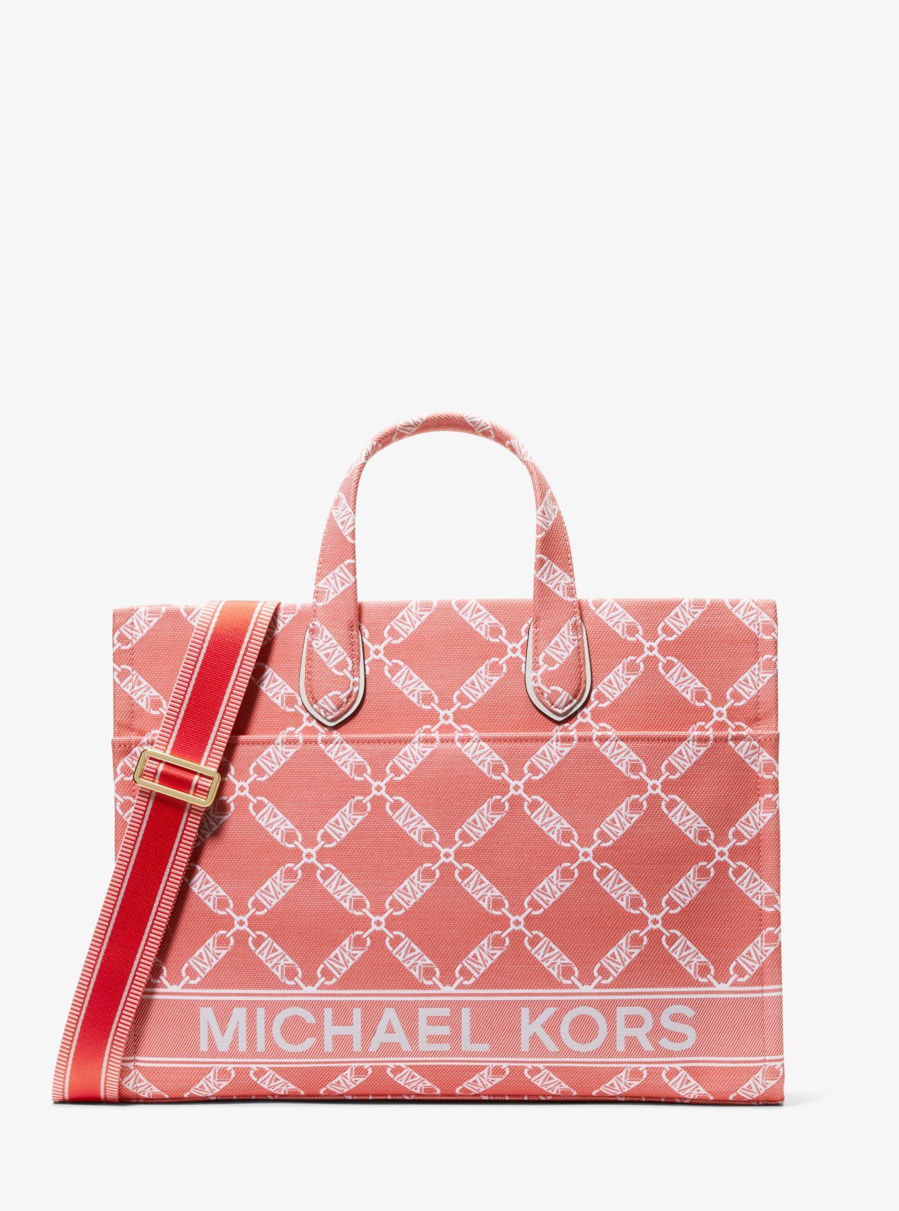 MK Gigi Large Empire Logo Jacquard Large Tote Bag - Pink - Michael Kors