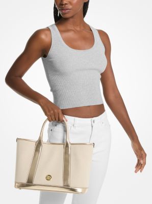 Luisa Medium Cotton Canvas and Metallic Satchel