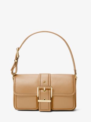 Shop Michael Kors Colby Medium Leather Shoulder Bag In Brown