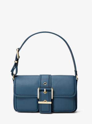 MK Colby medium leather shoulder bag Blue Michael Kors