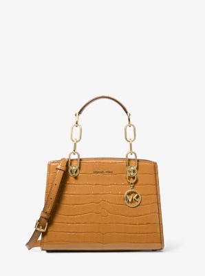 Cynthia Small Crocodile Embossed Leather Satchel image number 0