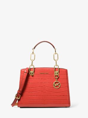 Michael kors cynthia small ruffled leather best sale satchel