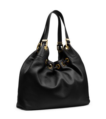 Buy the Michael Kors Camden Pebble Leather Drawstring Shoulder Bag Black