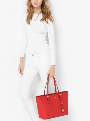 Jet Set Large Saffiano Leather Tote Bag by Michael Kors