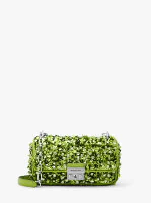 Michael Kors Limited-edition Tribeca Small Hand-embellished Shoulder Bag In Green