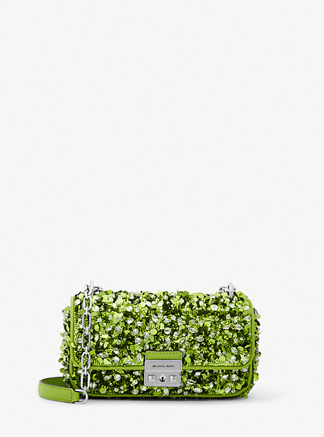 Michael Kors Limited-edition Tribeca Small Hand-embellished Shoulder Bag In Green