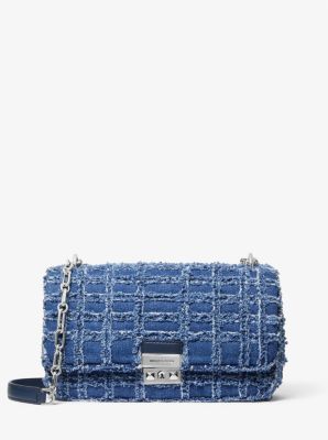 Grand sac à épaule Kensington en denim effiloché