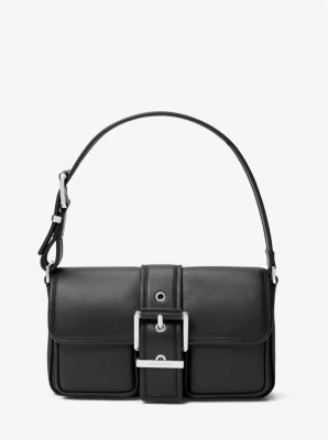 MK Colby Medium Leather Shoulder Bag - Black - Michael Kors