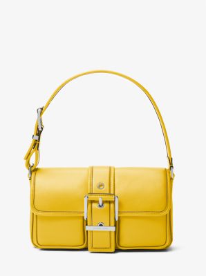 Shop Michael Kors Colby Medium Leather Shoulder Bag In Yellow