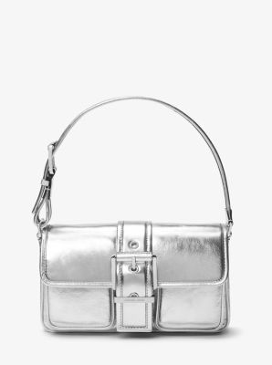 Schultertasche Colby Medium aus Leder in Metallic-Optik