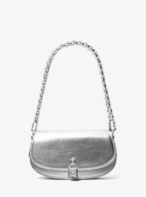 Petit sac porté épaule Mila en cuir métallisé image number 4