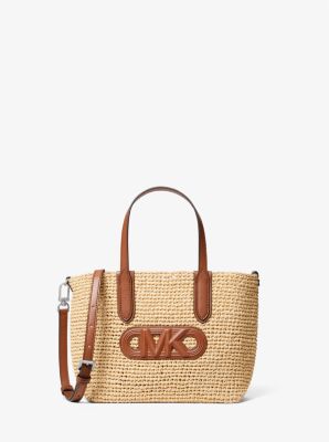 Borsa tote Eliza extra-small in paglia con logo Empire image number 0