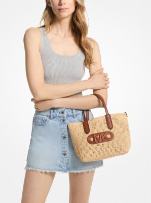 Eliza Extra-Small Empire Logo Straw Tote Bag image number 2