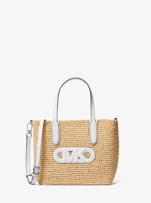 Eliza Extra Small Empire Logo Straw Tote Bag