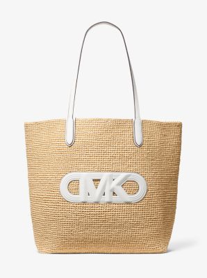 Borsa tote Eliza extra-large in paglia con logo Empire