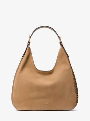 Nolita Large Stud Trim Nubuck Hobo Shoulder Bag