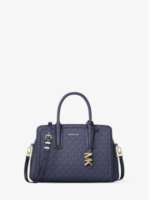MK Henkeltasche Laila Small Mit Signature-Logomuster - Blau