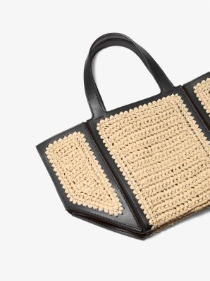 Jordi Small Hand-Crocheted Straw and Leather Tote Bag image number 4