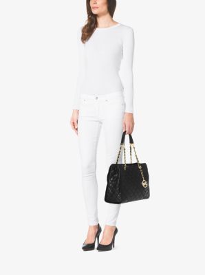 Susannah Large Quilted Leather Tote Michael Kors