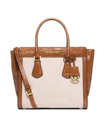 Colette Large Embossed-Leather and Canvas Satchel | Michael Kors