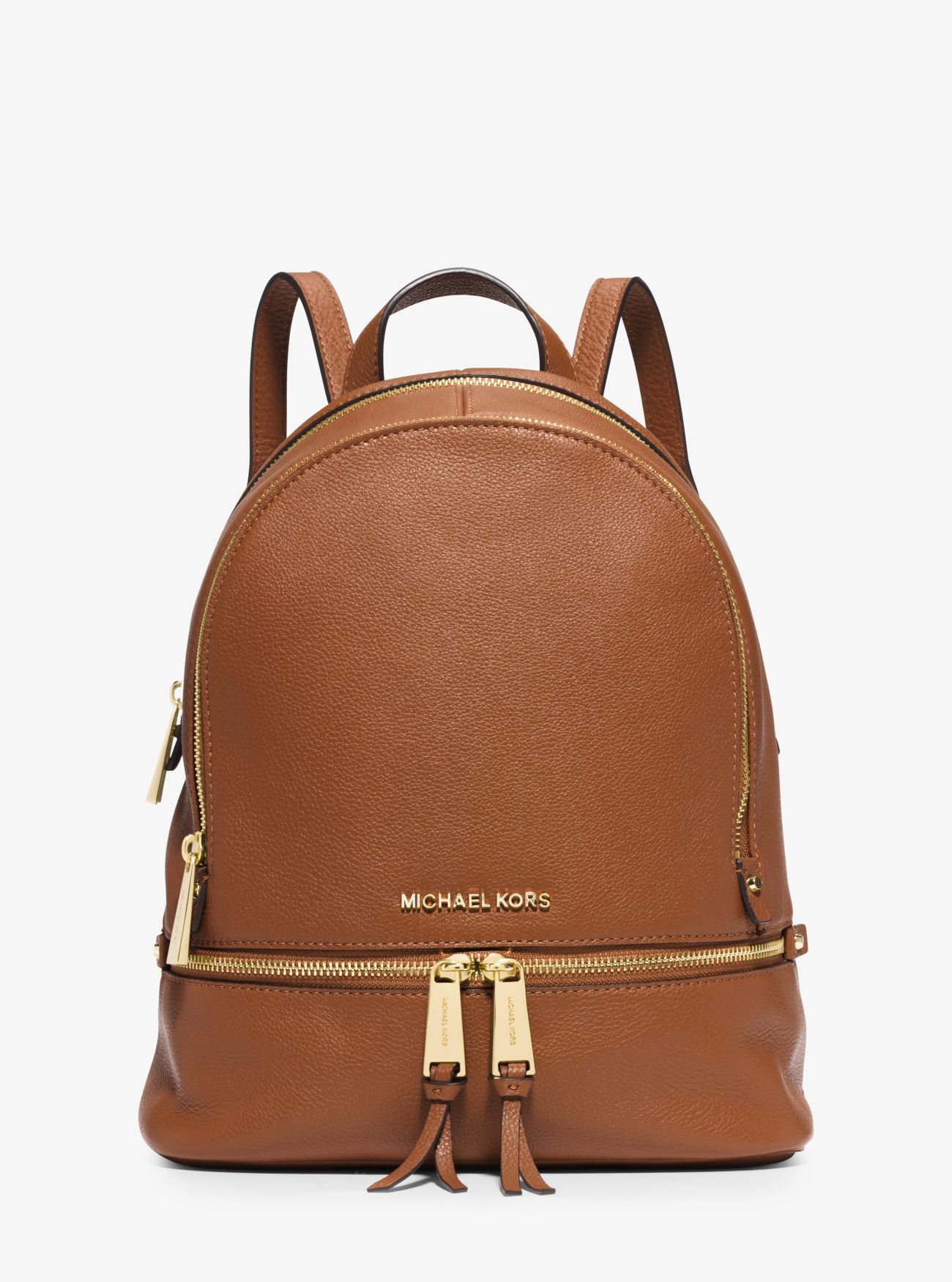 MK Rhea Medium Leather Backpack - Brown - Michael Kors